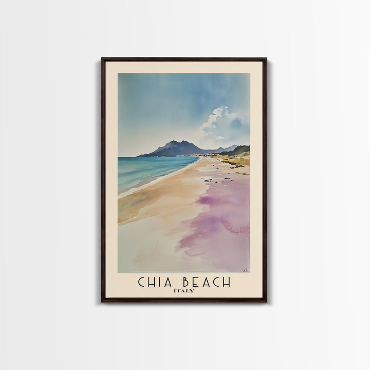 Chia Beach, Italy Watercolor Print, Vacation Gift, Italy Wall Art, Beach Painting, Beach Decor, Beach Or Lakehouse Art