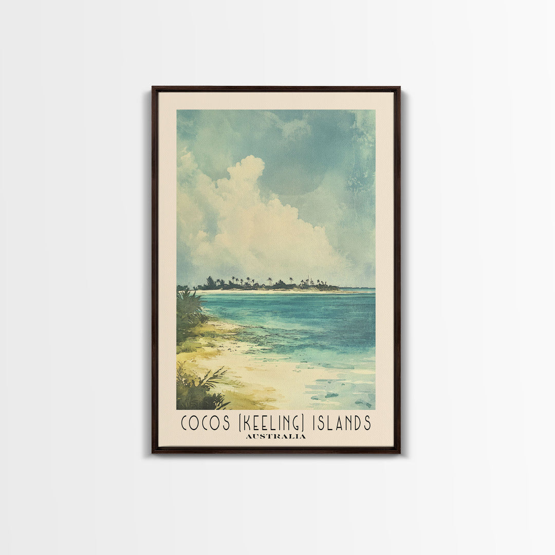 Cocos (Keeling) Islands, Australia Watercolor Print, Vacation Gift, Australia Wall Art, Beach Painting, Beach Decor, Beach Or Lakehouse Art