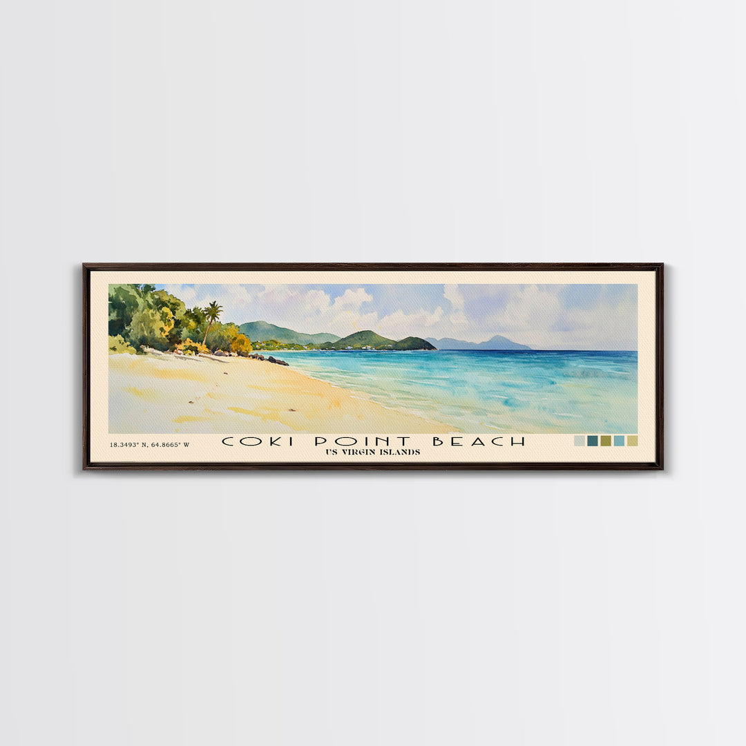 Coki Point Beach, US Virgin islands Watercolor Print, Vacation Gift, US Virgin islands Wall Art, Vacation Wall Art, Vacatation Memories, Beach Decor, Beach Or Lakehouse Art