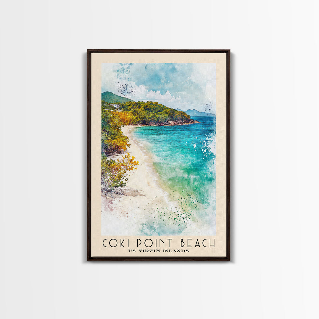Coki Point Beach, US Virgin islands Watercolor Print, Vacation Gift, US Virgin islands Wall Art, Vacation Wall Art, Vacatation Memories, Beach Decor, Beach Or Lakehouse Art