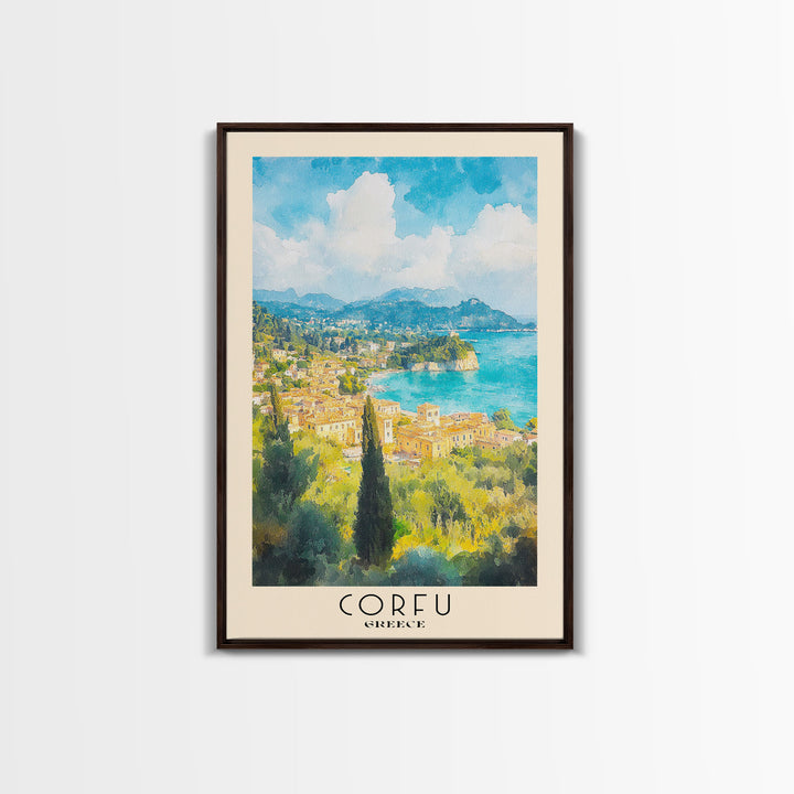 Corfu, Greece Watercolor Beach Print, Vacation Gift, Greece Wall Art, Beach Painting, Beach Decor, Beach Painting