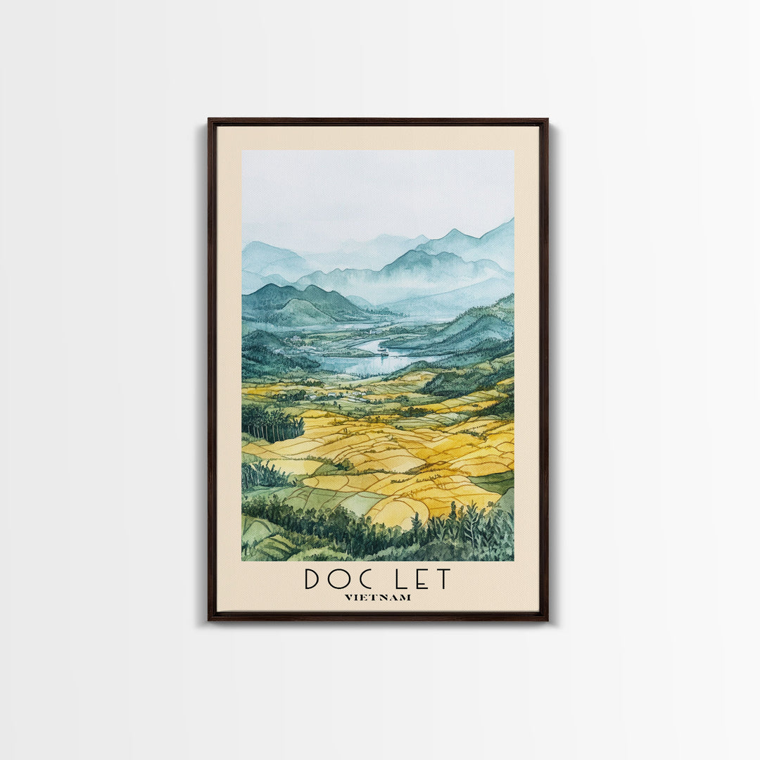 Doc Let, Vietnam Watercolor Print, Vacation Gift, Vietnam Wall Art, Beach Painting, Beach Decor, Large Wall Art, Wood Frame Art