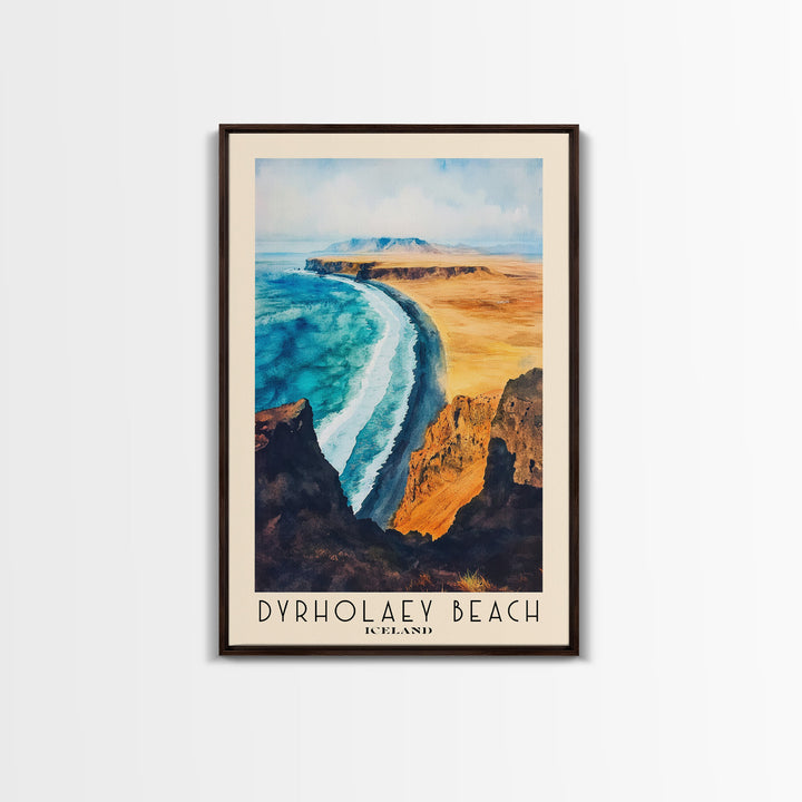Dyrholaey Beach, Iceland Watercolor Print, Vacation Gift, Iceland Wall Art, Beach Painting, Beach Decor, Beach Or Lakehouse Art