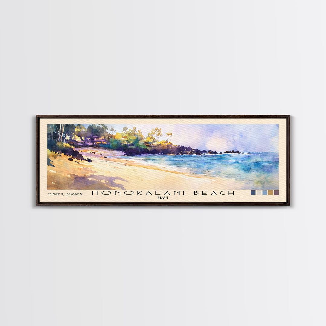 Honokalani Beach, Maui Watercolor Beach Print, Vacation Gift, Maui Wall Art, Beach Painting, Beach Decor, Beach Painting