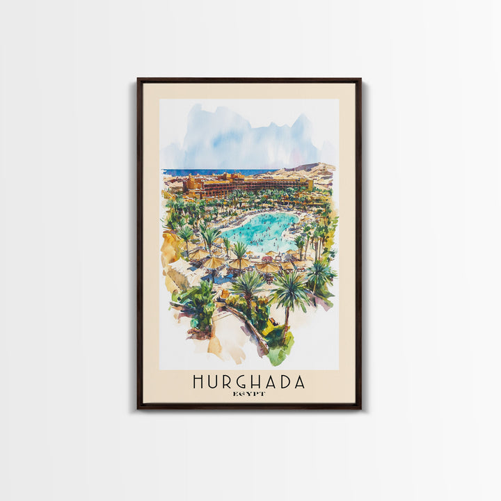 Hurghada, Egypt Watercolor Beach Print, Vacation Gift, Egypt Wall Art, Beach Painting, Beach Decor, Beach Painting