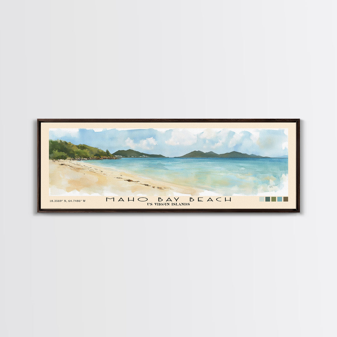 Maho Bay Beach, US Virgin islands Watercolor Print, Vacation Gift, US Virgin islands Wall Art, Beach Painting, Beach Decor, Beach Or Lakehouse Art