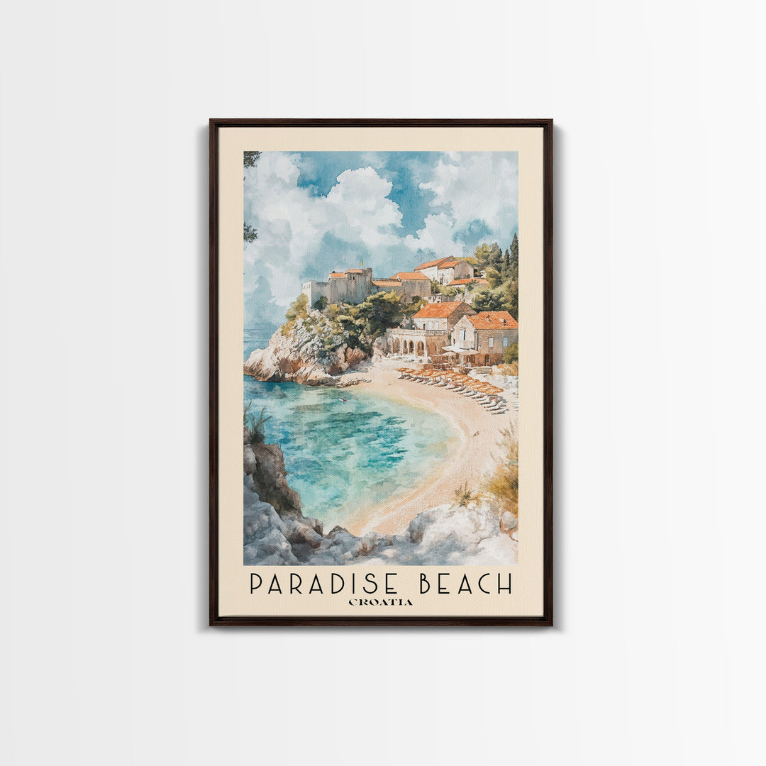 Paradise Beach, Croatia Watercolor Print, Vacation Gift, Croatia Wall Art, Vacation Wall Art, Vacatation Memories, Beach Decor, Beach Or Lakehouse Art