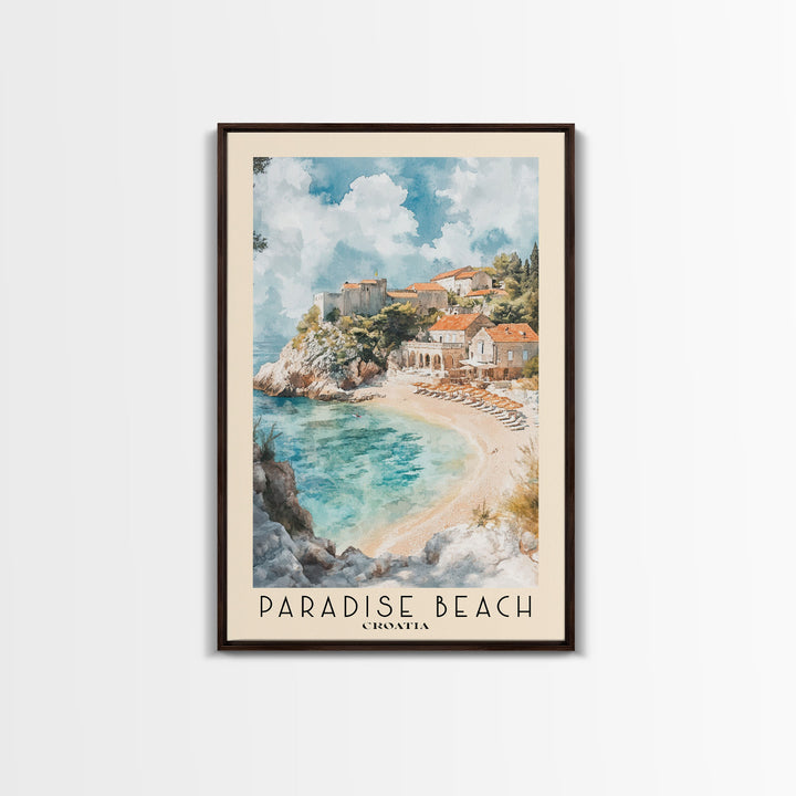 Paradise Beach, Croatia Watercolor Print, Vacation Gift, Croatia Wall Art, Vacation Wall Art, Vacatation Memories, Beach Decor, Beach Or Lakehouse Art