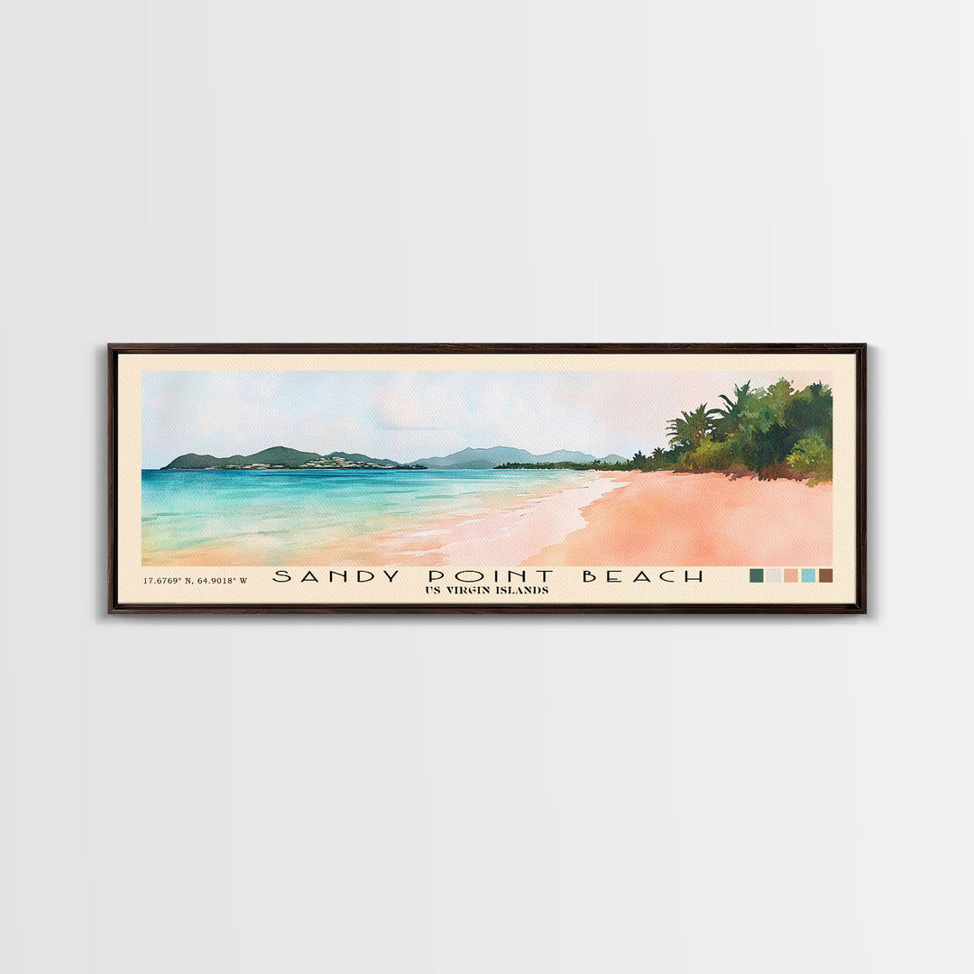 Sandy Point Beach, US Virgin islands Watercolor Print, Vacation Gift, US Virgin islands Wall Art, Beach Painting, Beach Decor, Beach Or Lakehouse Art