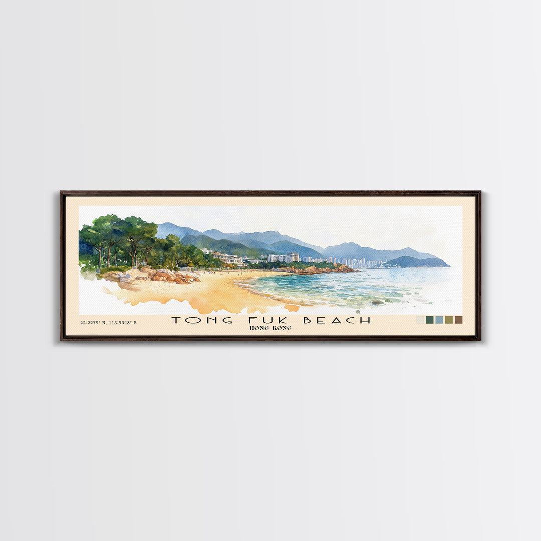 Tong Fuk Beach, Hong Kong Watercolor Print, Vacation Gift, Hong Kong Wall Art, Vacation Wall Art, Vacatation Memories, Beach Decor, Beach Or Lakehouse Art
