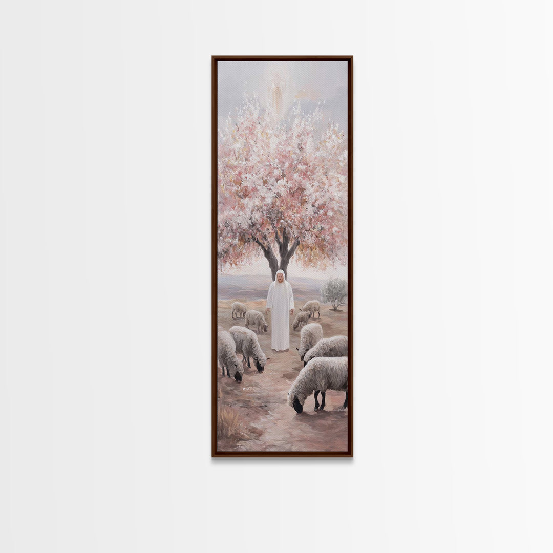Blossoms Of Grace – Framed Canvas Print – Christian Wall Art – Jesus Painting – Christian Art Canvas – Tall Narrow Wall Art