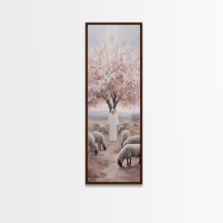 Blossoms Of Grace – Framed Canvas Print – Christian Wall Art – Jesus Painting – Christian Art Canvas – Tall Narrow Wall Art
