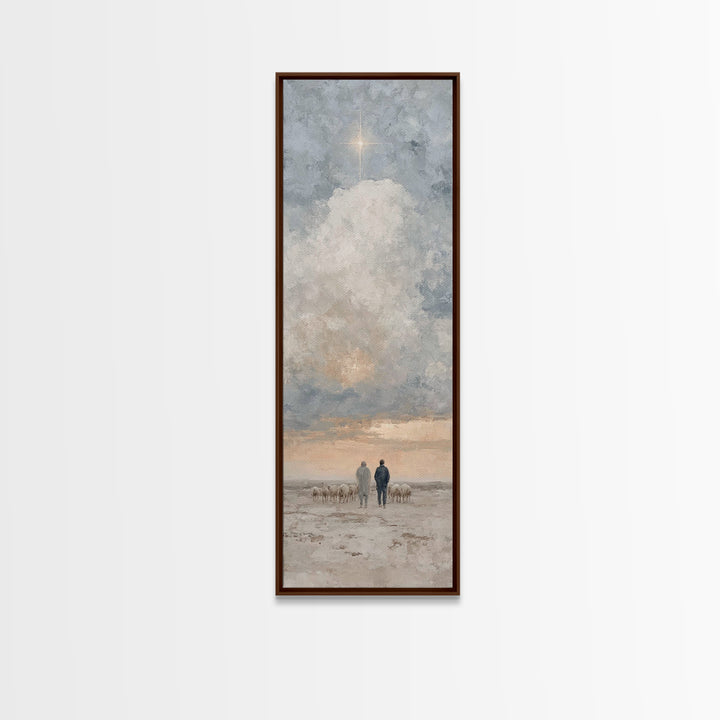 Shepherds Under Heaven – Framed Canvas Print – Tall Narrow Wall Art – Christian Art Canvas – Christian Wall Art – Jesus Painting