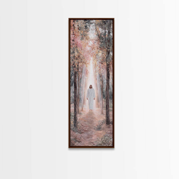 Pathway Of Holy Light – Framed Canvas Print – Christian Art Canvas – Jesus Painting – Christian Wall Art – Narrow Art – Christian Christmas