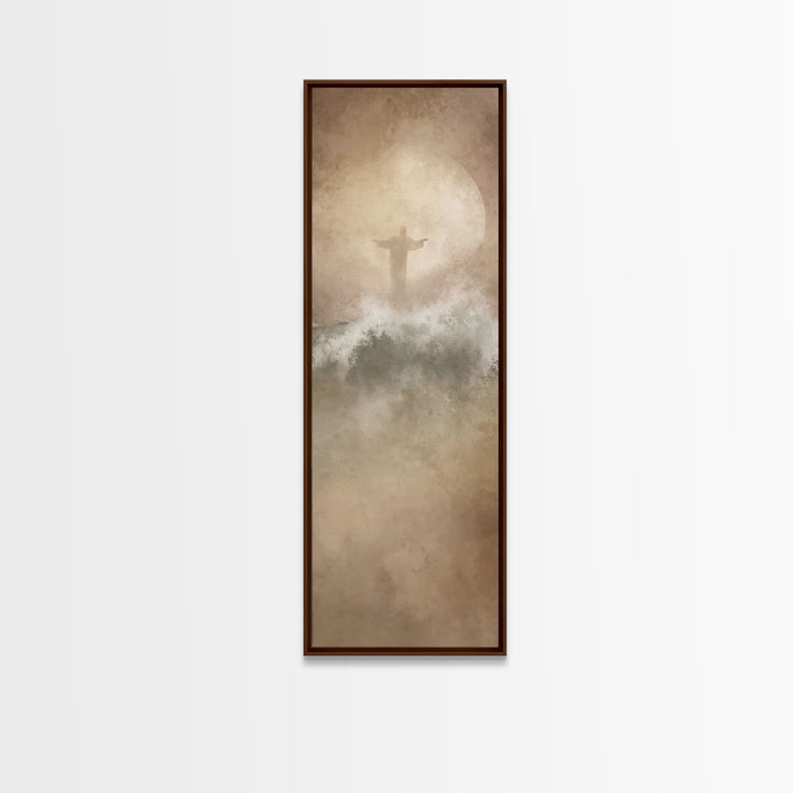 Waves Of Peace, Framed Canvas Print, Skinny Art, Christian Wall Art, Jesus Painting, Christian Art Canvas