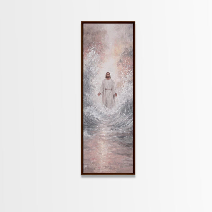 Rising Dawn Light | Framed Canvas Print | Tall Narrow Wall Art | Christian Art Canvas | Jesus Painting | Christian Wall Art