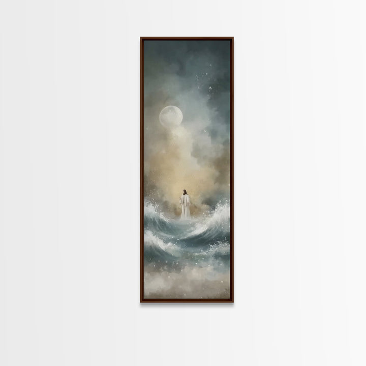 Sacred Night Path | Framed Canvas Print | Tall Narrow Wall Art | Christian Wall Art | Jesus Painting | Christian Art Canvas