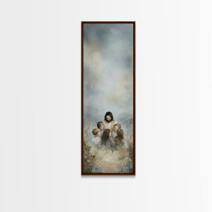 Circle Of Light | Framed Canvas Print | Skinny Art | Jesus Painting | Christian Art Canvas | Christian Wall Art | Christmas Art