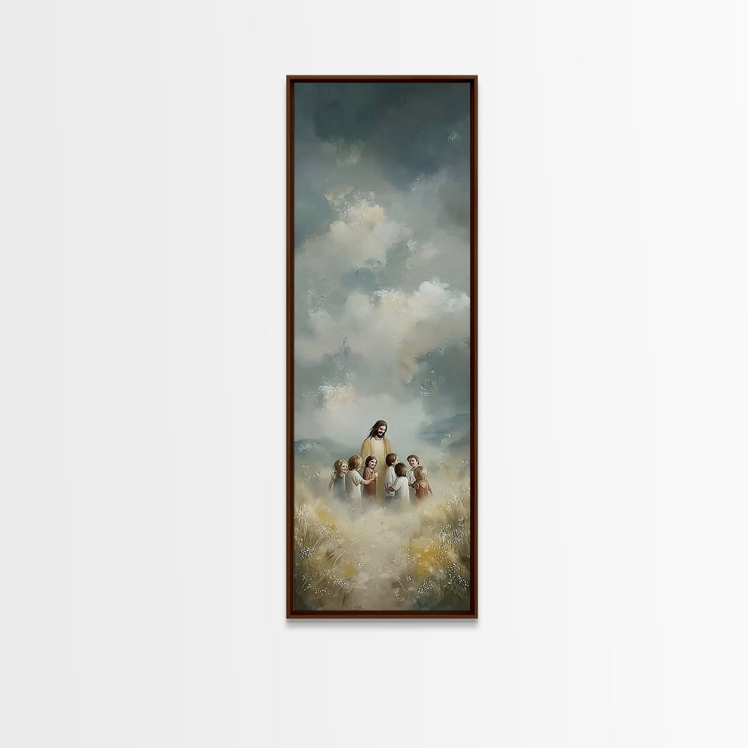 Fields Of Promise, Framed Canvas Print, Tall Skinny Art Print, Christian Art Canvas, Jesus Painting, Christian Wall Art, Christmas Art