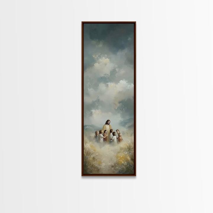 Fields Of Promise, Framed Canvas Print, Tall Skinny Art Print, Christian Art Canvas, Jesus Painting, Christian Wall Art, Christmas Art