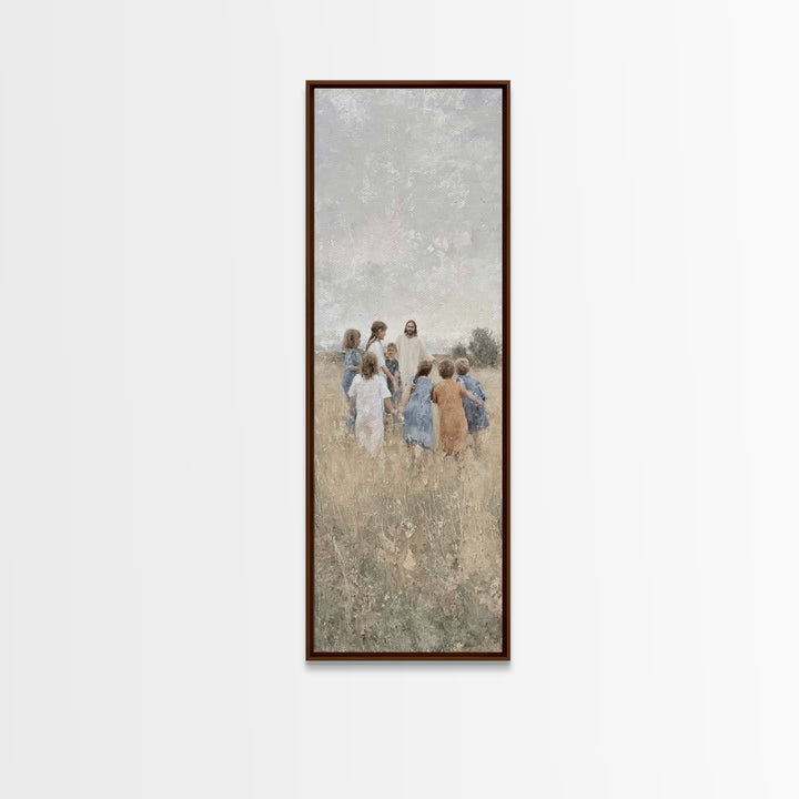 Gentle Morning Grace – Framed Canvas Print – Narrow Art – Christian Art Canvas – Christmas Art – Jesus Painting – Christian Wall Art