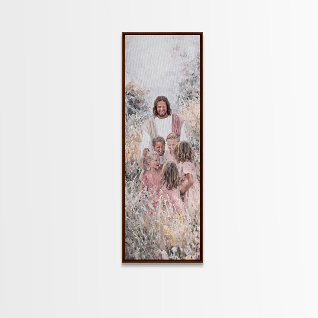 Children Of Hope | Framed Canvas Print | Tall Skinny Art Print | Christian Wall Art | Christmas Art | Christian Art Canvas | Jesus Painting