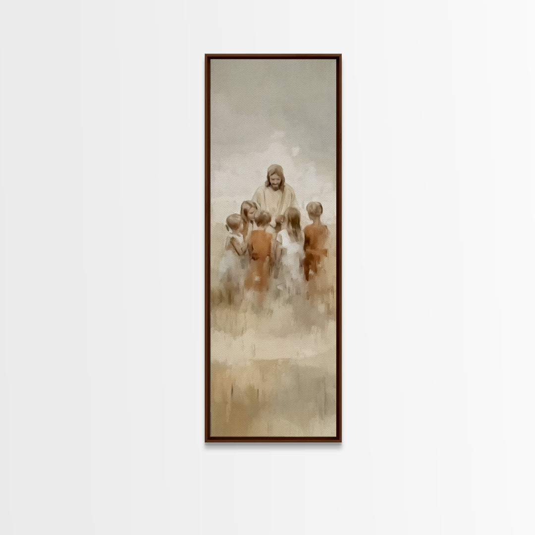 Gathering Of Joy – Framed Canvas Print – Skinny Art – Christian Art Canvas – Jesus Painting – Christmas Art – Christian Wall Art