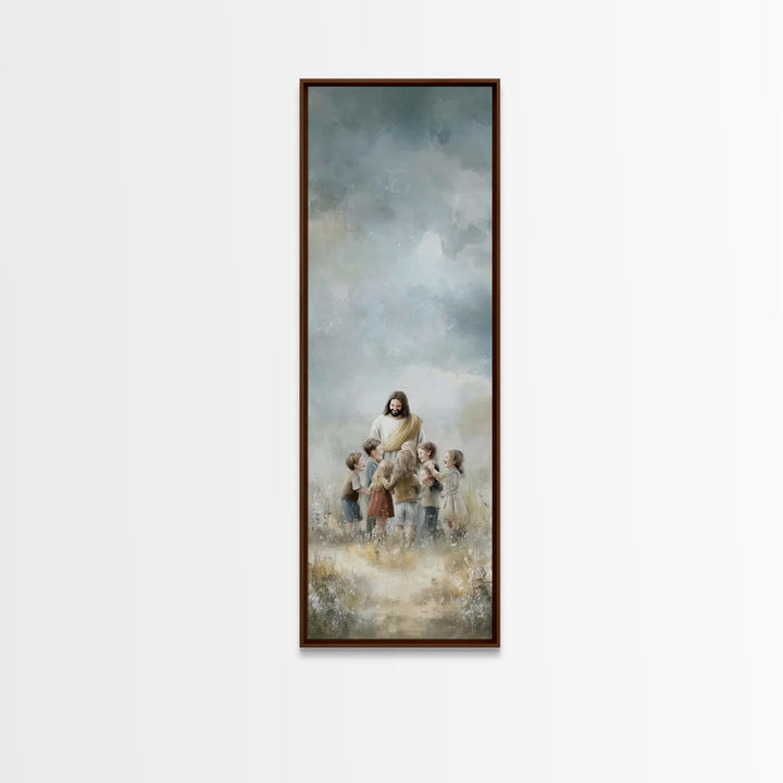 Circle Of Blessings, Framed Canvas Print, Narrow Art, Jesus Painting, Christian Wall Art, Christmas Art, Christian Art Canvas