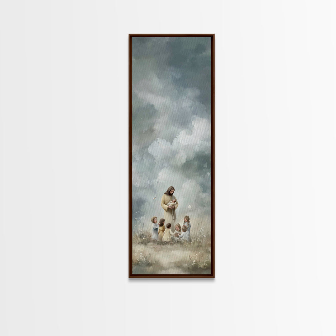 Radiant Garden Grace – Framed Canvas Print – Skinny Art – Jesus Painting – Christian Christmas Art – Christian Art Canvas – Christian Wall