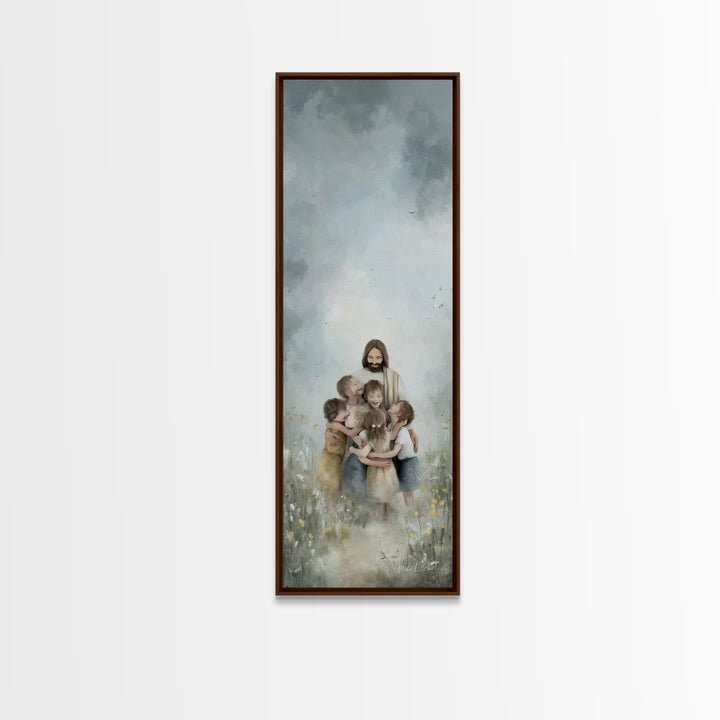Clouds Of Mercy, Framed Canvas Print, Tall Narrow Wall Art, Christian Christmas Art, Christian Art Canvas, Jesus Painting, Christian Wall A
