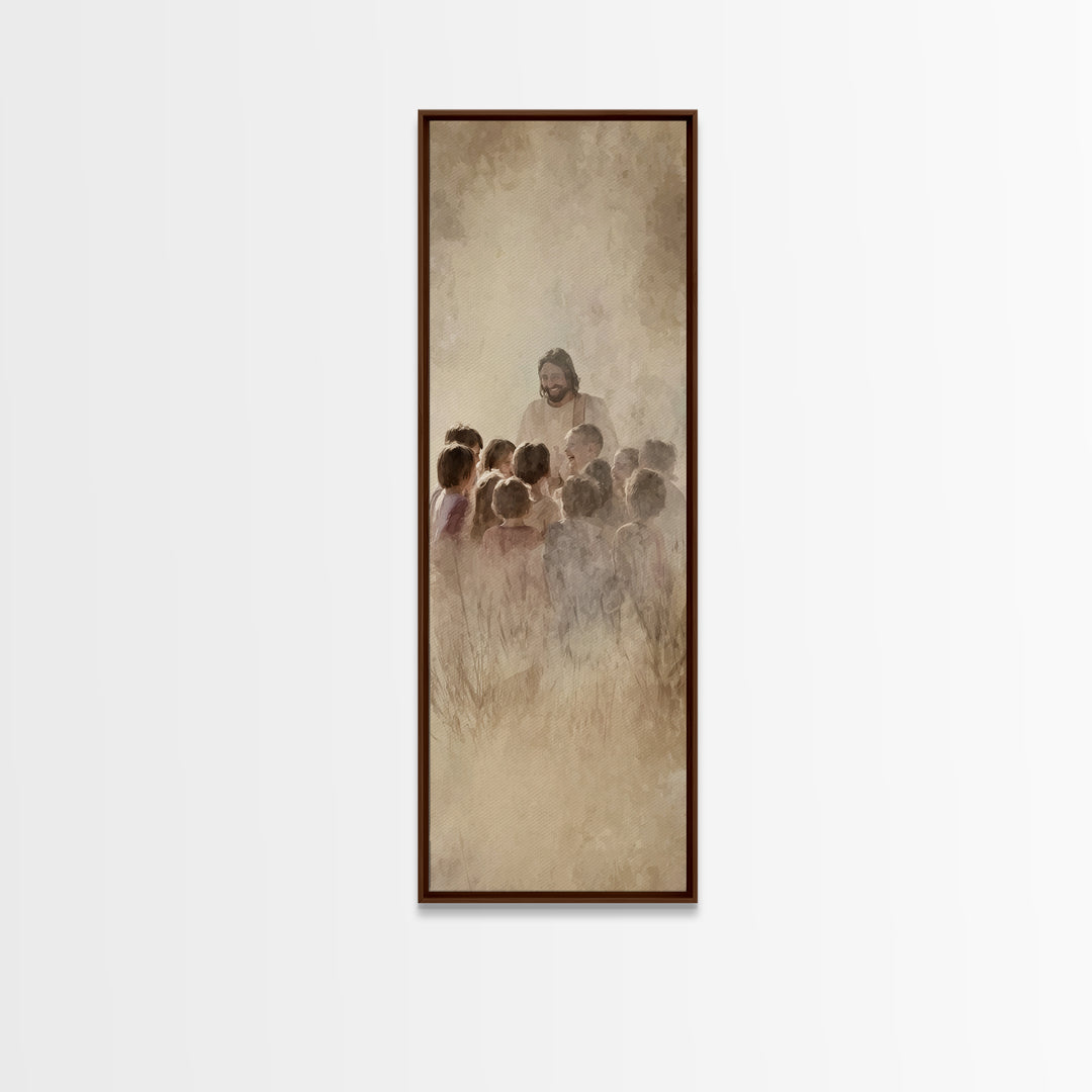 Fields Of Mercy – Framed Canvas Print – Tall Skinny Art Print – Christian Wall Art – Jesus Painting – Christian Art Canvas – Christian Deco