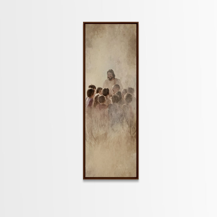 Fields Of Mercy – Framed Canvas Print – Tall Skinny Art Print – Christian Wall Art – Jesus Painting – Christian Art Canvas – Christian Deco