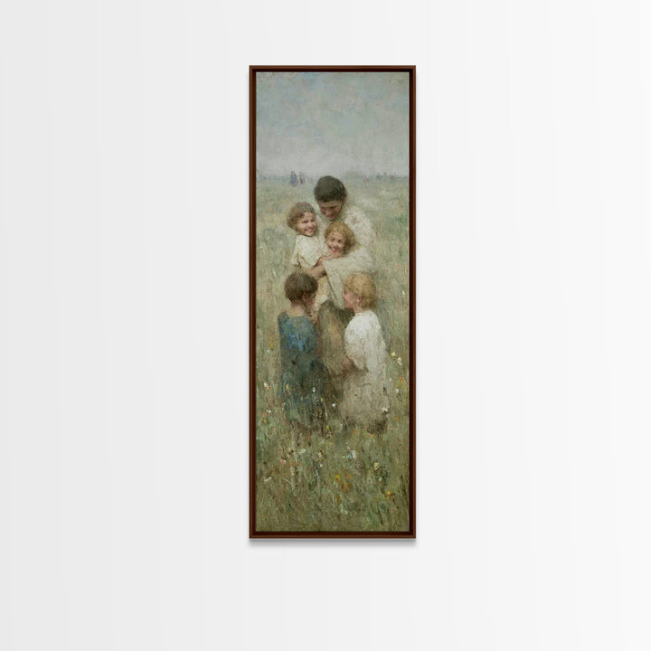 Gathered In Grace, Framed Canvas Print, Narrow Art, Jesus Painting, Christian Wall Art, Christian Art Canvas, Christian Christmas Art