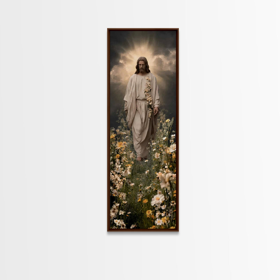 Path Of Light – Framed Canvas Print – Tall Narrow Wall Art – Jesus Painting – Christian Art – Christian Wall Art – Christian Art Canvas