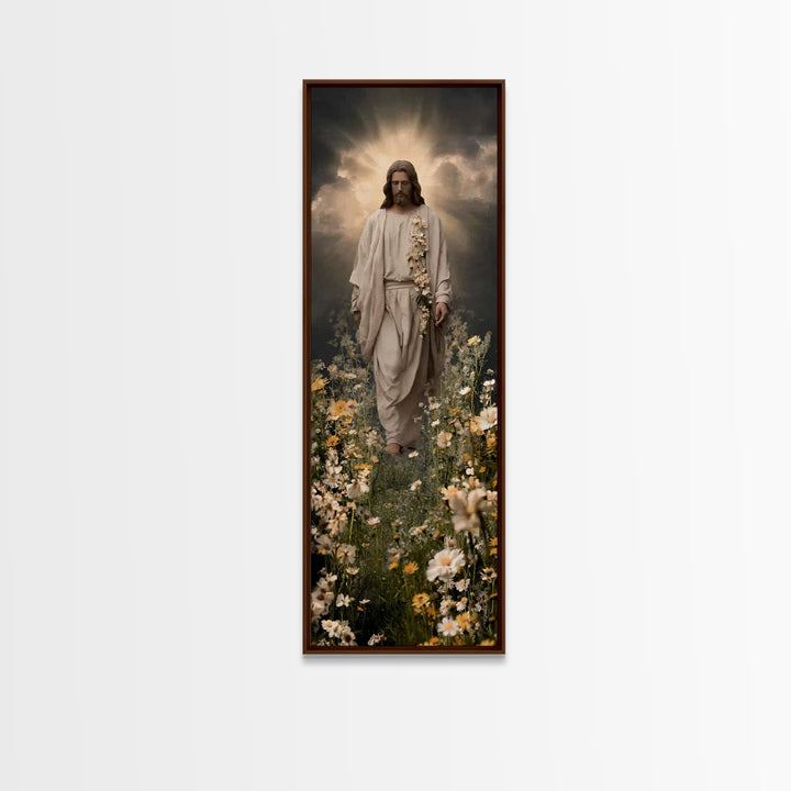 Path Of Light – Framed Canvas Print – Tall Narrow Wall Art – Jesus Painting – Christian Art – Christian Wall Art – Christian Art Canvas