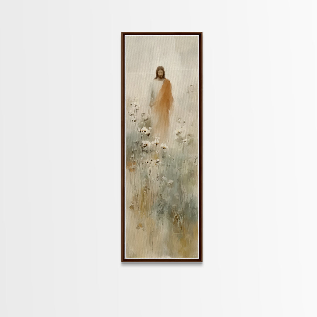 Eternal Bloom, Framed Canvas Print, Tall Narrow Wall Art, Christian Art, Jesus Painting, Christian Wall Art, Christian Art Canvas