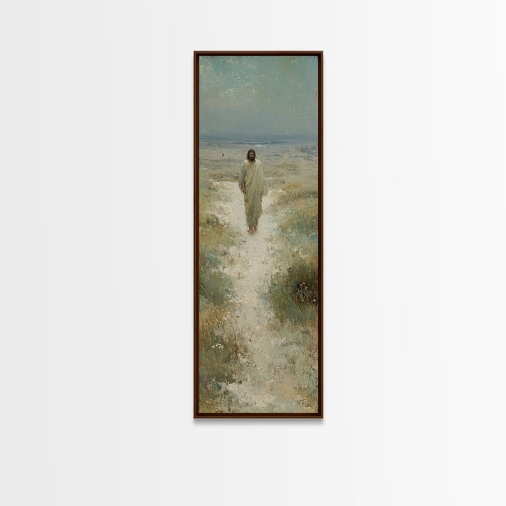 Desert Path Light – Framed Canvas Print – Tall Narrow Wall Art – Christian Wall Art – Jesus Painting – Christian Art Canvas – Christian Dec