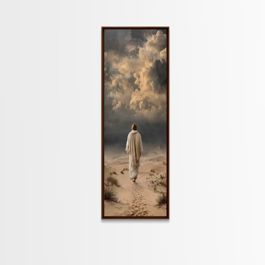 Stormward Hope, Framed Canvas Print, Tall Skinny Art Print, Jesus Painting, Christian Wall Art, Christian Art Canvas, Christian Gift