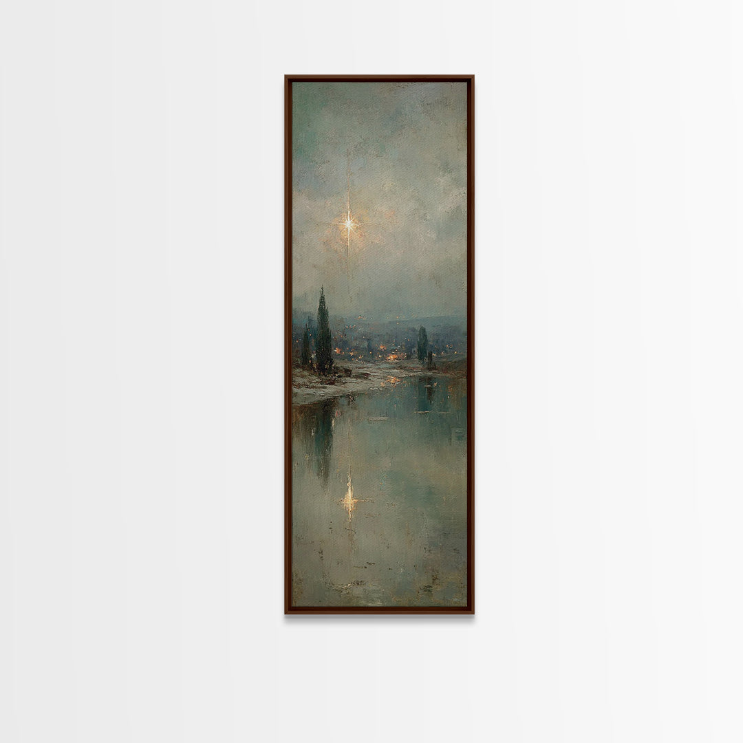 Star of Peace - Framed Canvas Print - Tall Skinny Art Print - Christian Wall Art - Christian Art - Christmas Art - Christian Christmas