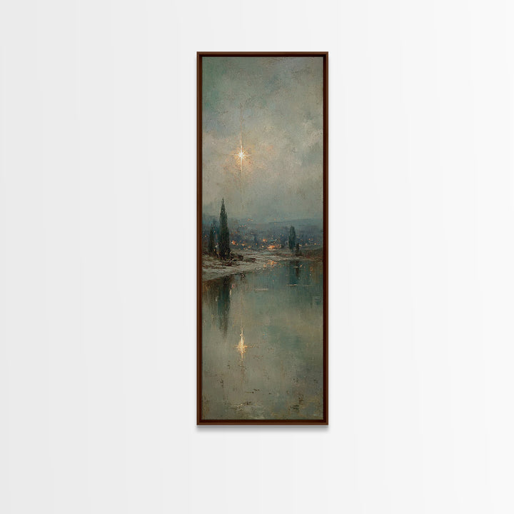Star of Peace - Framed Canvas Print - Tall Skinny Art Print - Christian Wall Art - Christian Art - Christmas Art - Christian Christmas