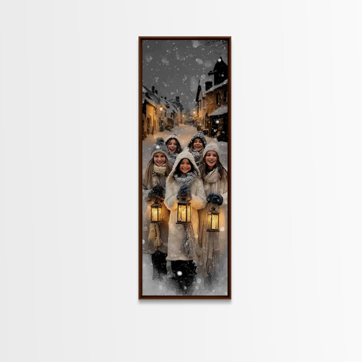 Snowfall Rejoicing – Framed Canvas Print – Christmas Art – Christian Wall Art – Modern Christmas Art – Tall Narrow Wall Art – Christian Chr