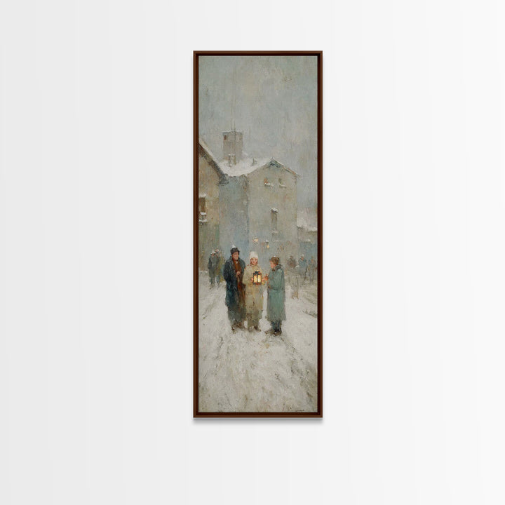 Evening Lantern Walk – Framed Canvas Print – Christian Art Canvas – Vintage Christmas Art – Christian Wall Art – Skinny Art – Christian Chr