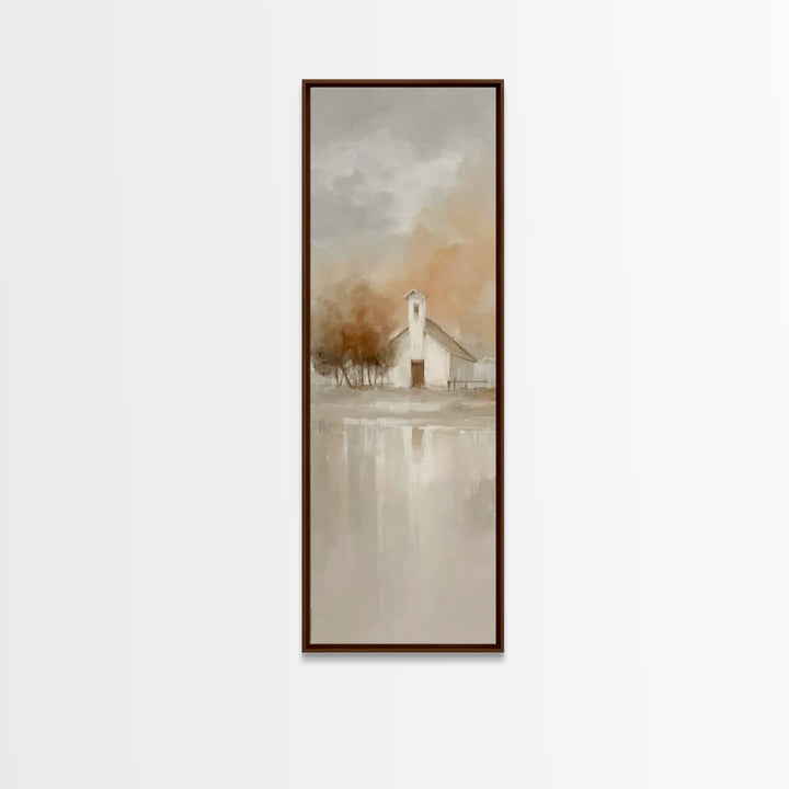 Autumn Chapel Grace – Framed Canvas Print – Christian Art Canvas – Modern Christian Art – Christian Wall Art – Tall Skinny Art Print – Chri