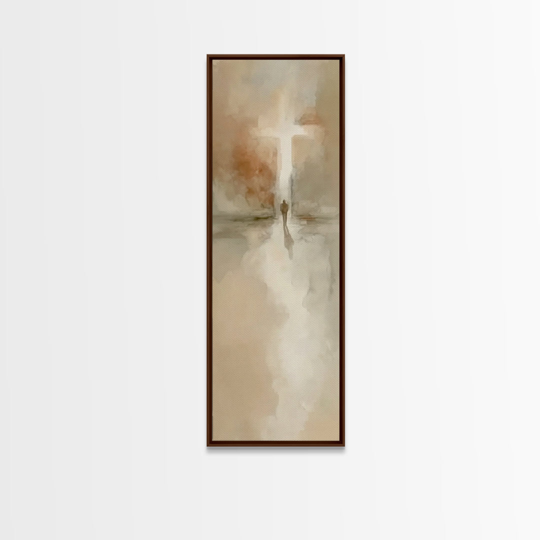 Crosslight Journey – Framed Canvas Print – Christian Wall Art – Christian Art Canvas – Abstract Christian Art – Narrow Art – Christian Deco