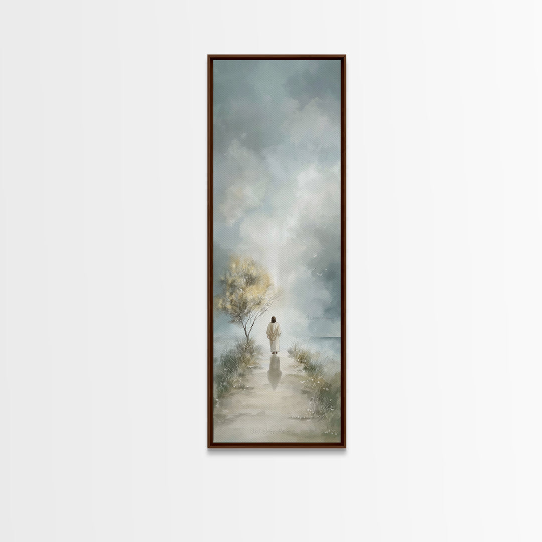 Light Of Promise – Framed Canvas Print – Christian Art Canvas – Tall Narrow Wall Art – Vintage Christian Art – Jesus Painting – Christmas A