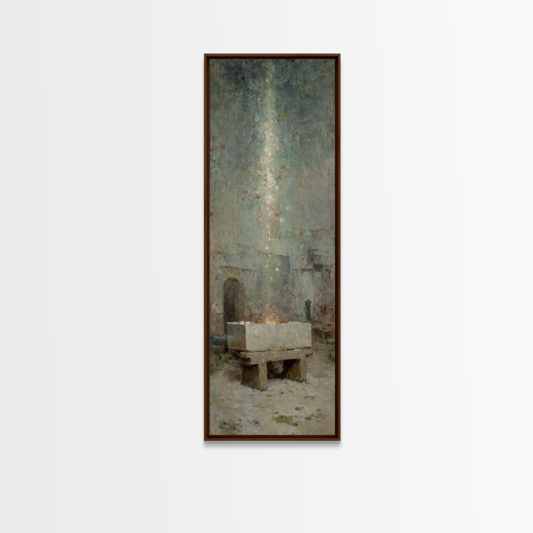 Bethlehem Glow | Framed Canvas Print | Christian Art Canvas | Tall Skinny Art Print | Christmas Wall Art | Vintage Christian Art | Christia