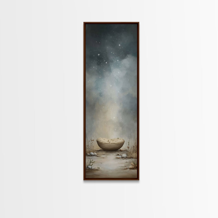Starlit Wonder, Framed Canvas Print, Christian Wall Art, Narrow Art, Christmas Art, Christian Christmas Art, Modern Christian Art