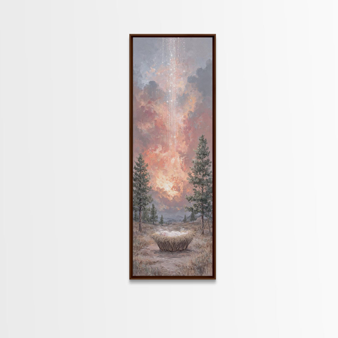 Heaven’s Dawn Promise – Framed Canvas Print – Christian Wall Art – Tall Skinny Art Print – Christian Christmas Art – Christian Art Canvas –