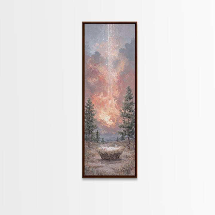 Heaven’s Dawn Promise – Framed Canvas Print – Christian Wall Art – Tall Skinny Art Print – Christian Christmas Art – Christian Art Canvas –