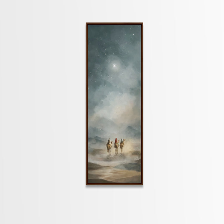 Starward Pilgrimage, Framed Canvas Print, Christian Wall Art, Skinny Art, Christian Christmas Art, Christian Art Canvas, Modern Christian A